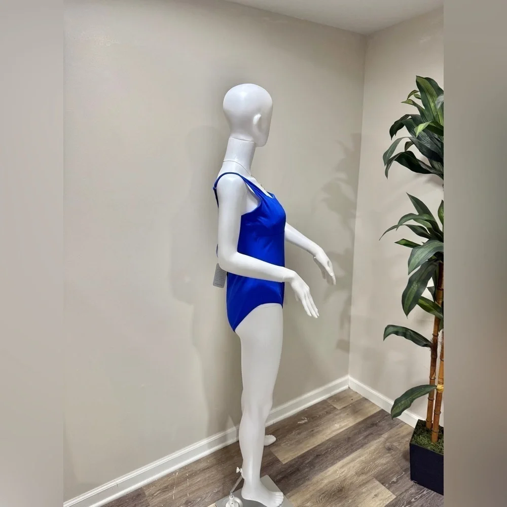 Sea Level Swim Eco Essentials One Piece Swimsuit US 10 Blue Square Neck NWT